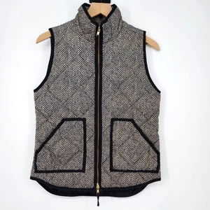 Chaleco acolchado para mujer J.Crew talla XS negro tostado espiga ecuestre preppy - Imagen 1 de 7