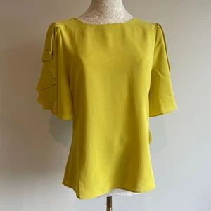 Blusa Top Milk & Honey Mujer Amarilla Manga Flutter Lazo Espalda Recortada Talla S Nueva con Etiquetas - Imagen 1 de 7