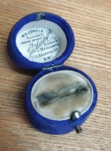 Antique Blue / Purple Drum Shaped JEWELLERY RING BOX - WD Cooper, London S.W - Picture 1 of 9