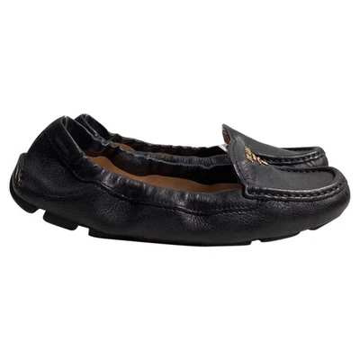 Prada Logo Scrunch Loafers In Leather Women Black Size 35.5 - Image 1 of 4