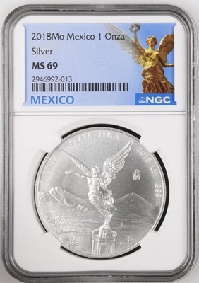 🔥🔥2018 Silver Libertad, 1oz Silver, Graded By NGC MS69 Low Population!🔥🔥 - Image 1 of 3