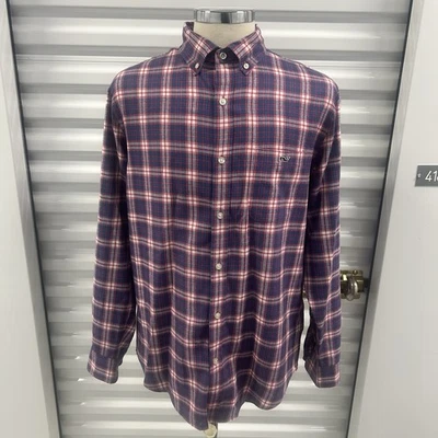 Vineyard Vines Performance Button Front Flannel Slim Fit Tucker Shirt LARGE - Image 1 of 4