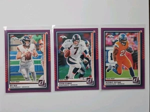 2025 Donruss Purple Press Proof Bo Nix John Elway Audric Estime Broncos - Picture 1 of 2