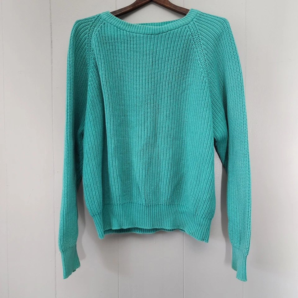 Vintage Parker of Vienna Chunky Knit Sweater L Teal Blue 90s Cozy Retro Pullover - Image 1 of 4