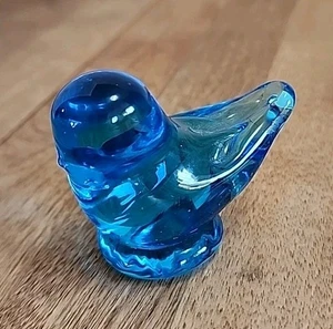 Vintage Figur mundgeblasen Glas blau Vogel - Bild 1 von 6