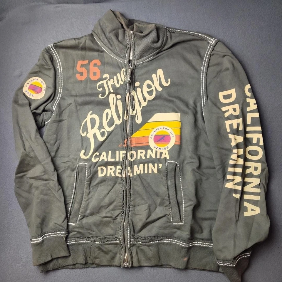 Chaqueta True Religion Para Hombre XL Verde Grande T Polar Cremallera Pista California Dreamin' Foto 1 de 4