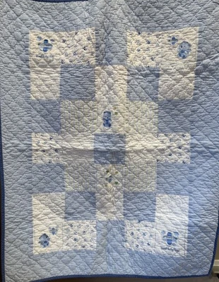 Carter’s Just One Year Bears Airplanes Blue Patchwork Sweet Baby Boy Quilt EUC - Image 1 of 4
