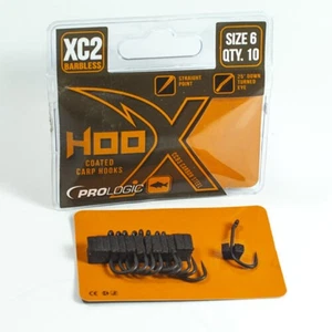 Prologic Hoox XC2 Carbon Steel Durable Barbless Fishing Carp Hooks Size 6 10pcs - Picture 1 of 3