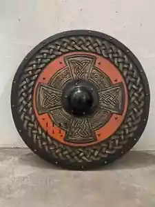 Escudo auténtico de madera vikingo de batalla medieval de 24"" tallado a mano regalo hecho a mano - Imagen 1 de 8