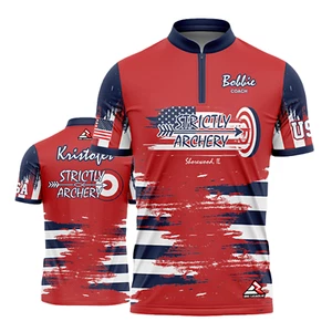 INDIVIDUELLES T-Shirt Trikot personalisiert Name Nummer Team - Strictly Archery rot - Bild 1 von 7