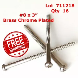 WOOD SCREWS SOLID BRASS CHROME Round Hd #8 x 3" (16) See Des For Drive - 711218 - Picture 1 of 4
