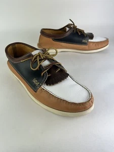 YUKETEN Men’s 12 E  White Brown Tan Bespoke Loafer Shoes Leather USA - Picture 1 of 11