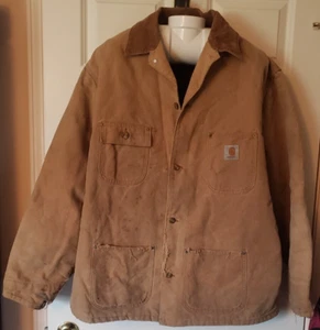 Vintage Carhartt Blanket Lined Chore Coat Jacket Size 52 Tall - Distressed - Picture 1 of 8