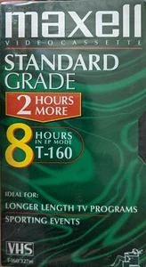 ZWEI Maxell Videokassette Standard Grade VHS T 160/327m neu versiegelt (E-7) - Bild 1 von 2