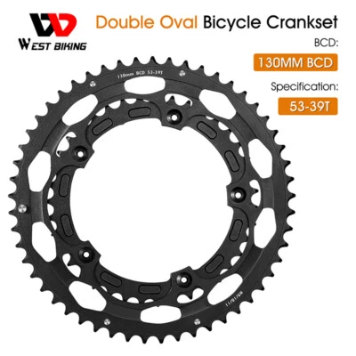 WEST BIKING Road Bike Tooth Disc Aluminum 130BCD Double Chainring 39/53T 8-11S  - Image 1 of 4