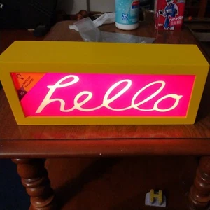 Hello Light Up Sign Script Pink Box 12" Excellent - Picture 1 of 2