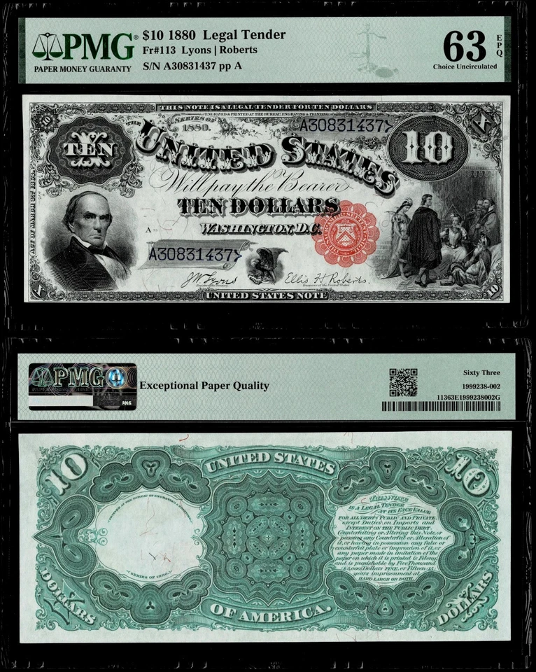 Fr. 113 $10 1880 Legal Tender PMG Choice Uncirculated 63 EPQ - Image 1 of 1