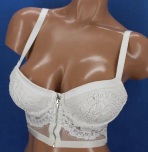 Victoria Secret Underwire Silver Overlay Long Lined Demi Bra Size 32D #H2169 - Picture 1 of 6