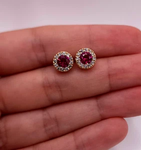 Natürliche Rubin Ohrringe, Rot Rosa Rubin Ohrringe, 925 Sterling Silber Rubin Ohrring - Bild 1 von 7