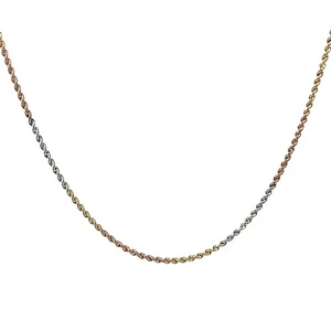 18K White/Yellow/Rose Gold 16″ Necklace Minimalist Unisex Jewelry from Italy - Picture 1 of 10