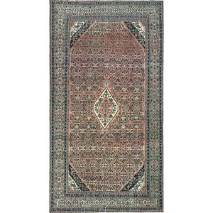Alfombra de corredor de lana pura anudada a mano zoroástrica vintage de melocotón 11'2""x21'2"" R82548 - Imagen 1 de 12