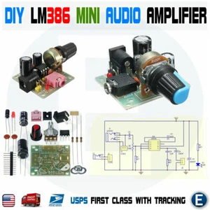 LM386 Super Mini Audio Amplifier  DIY Kit Board  35x37mm 3-12V - Unsoldered - Picture 1 of 6