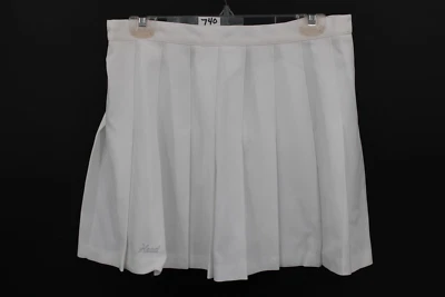 Mini-saia plissada vintage cabeça esporte poliéster branco tênis estudante 16 HTF EC - Imagem 1 de 4