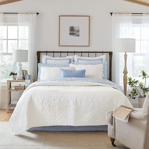 Felicity Collection White Quilt Set - 100% Cotton All-Season Bedding for Homes - Picture 1 of 12