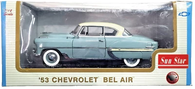 Vintage 1953 Chevrolet Bel Air 1/18 scale Blue Diecast Car by Sun Star - Image 1 of 4