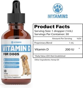 Vitamin D for Dogs Supports Strong & Healthy Bones Calcium Absorption Mood - Picture 1 of 8