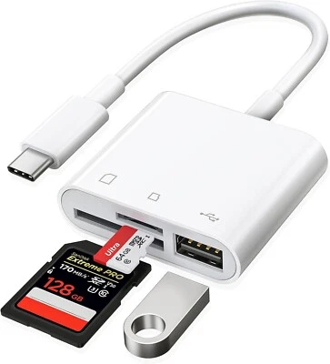 USB C Kartenleser Stick Card Reader SDHC SDXC MicroSD TF Adapter iPhone Android - Bild 1 von 4