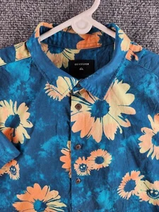 Quicksilver Jungen Hemd Large Regular Fit Kurzarm blau gelb orange Blumen - Bild 1 von 13