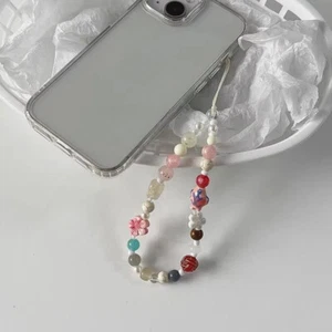 Sweet Phone Rope Cute Flower Carp Beaded Pendant Bag Earphone Cover Decoration_Q - Zdjęcie 1 z 5