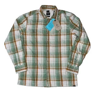Camisa a Cuadros Prana Glover Park Forrada Franela Lavada a la Arena Para Hombres Pequeña Ajuste Estándar - Imagen 1 de 14