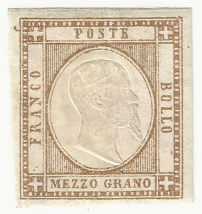 1861 Antichi Stati (Province Napoletane) 1/2 grana bistro bruno nuovo MH* - Foto 1 di 2