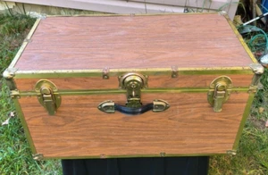 Vintage Storage Chest with Brass/Gold Metal Finish Hollywood Regency - Picture 1 of 14