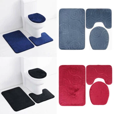 3pcs Badematte Badvorleger Wolken Badgarnitur Rutschfest Badteppich WC-Vorleger - Bild 1 von 4