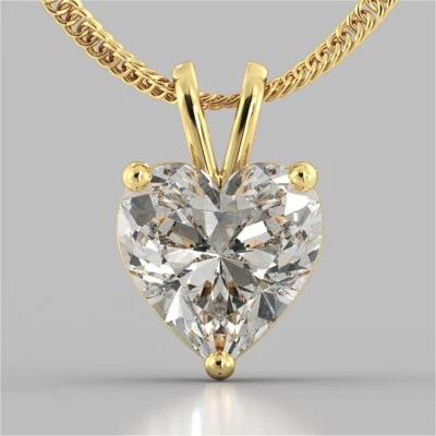 4.00 Ct Heart Cut Real Moissanite D/VVS1 Engagement Pendant 14K Real Yellow Gold - Image 1 of 4