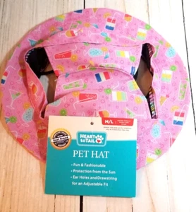 Pet Sun Protection Hat Cocktail Themed Pink Ear Holes & Drawstring Size M/L NEW - Imagen 1 de 5