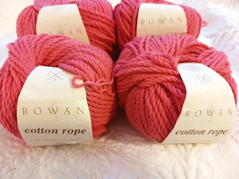 Rowan Cotton Rope Yarn 4 Skeins 071 Coral Cotton Blend 50 Gr 63 Yards Aran Weigh - Image 1 of 4