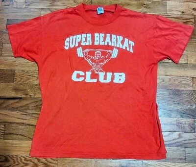 Vtg Super Bearkat Club Shirt - LARGE - Russell Athletic - Muscle Weightlifting - Image 1 of 4