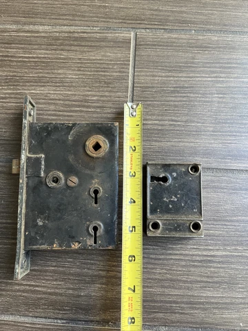 2 Antique Hardware Brass Interior Mortise Door Lock Salvage Skeleton Key Hole Cover