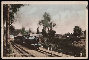 Leaving Hythe Station Romney Hythe & Dymchurch Railway No5 Steam Train Postcard - Picture 1 of 2