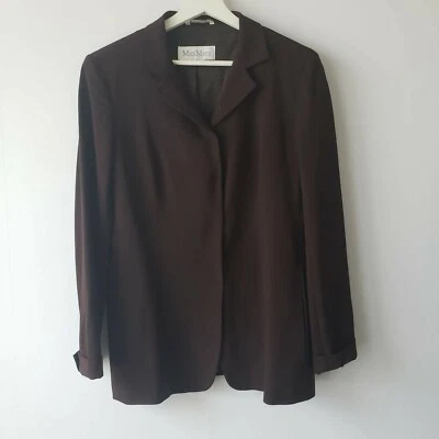Blazer Max Mara Mujer Marrón Mezcla Lana Talla 10 Manga Larga Foto 1 de 4