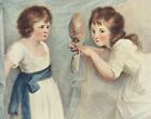 Orig Old 1909 Antique Reynolds Print Naughty Child Play Scares Sister THE MASK