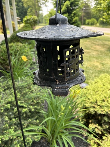 Japanese Lantern Cast Iron Bird Motif Cover