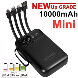 Real 10000mAh Mini Powerbank Schnell Ladegerät Bank Akku Pack Tragbar 4 USB - Zdjęcie 1 z 19