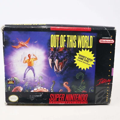 VINTAGE 1992 SUPER NINTENDO ENTERTAINMENT SYSTEM SNES OUT OF THIS WORLD GAME - Image 1 of 4