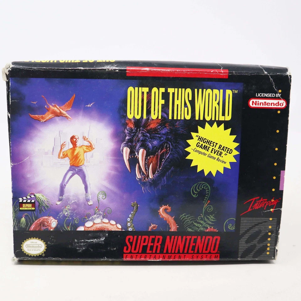 VINTAGE 1992 SUPER NINTENDO ENTERTAINMENT SYSTEM SNES OUT OF THIS WORLD GAME - Image 1 of 4