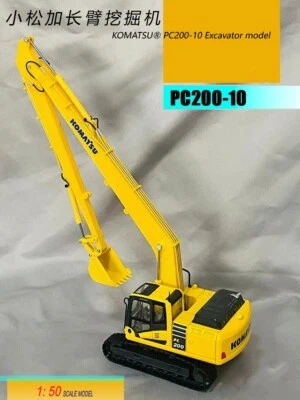 Equipo de máquina de construcción de excavadora de brazo extendido 1:50 PC200-10 modelo fundido a presión Foto 1 de 4